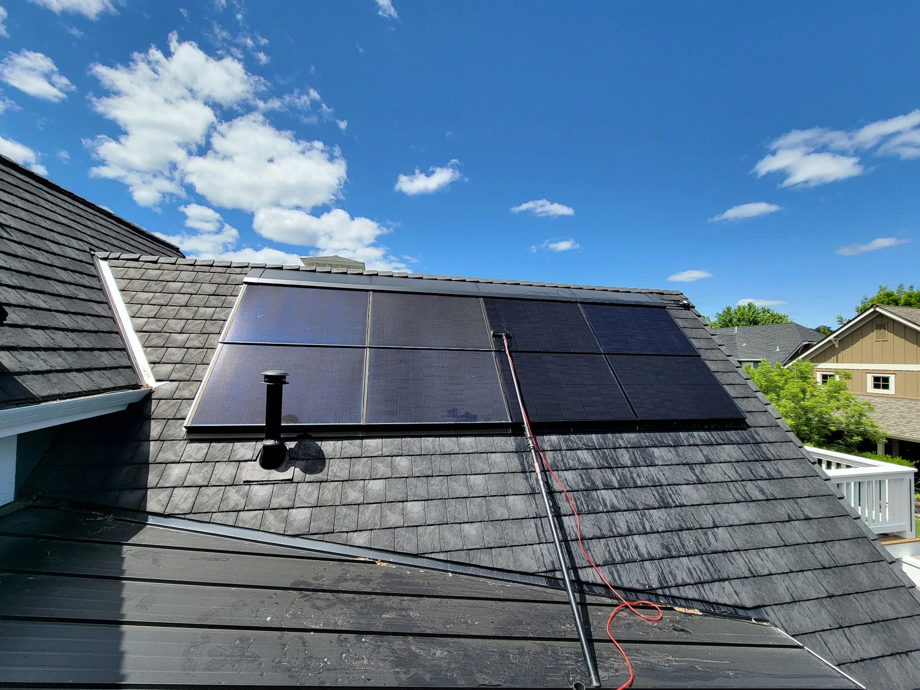 Solar panel cleaning on a Southern Oregon roof